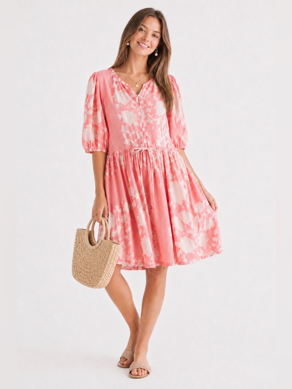 Livro Pink Floral Cotton Mini Dress | Size L